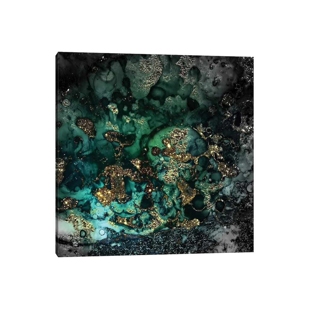 iCanvas "Emerald And Gold Marlble" by UtArt Canvas Print