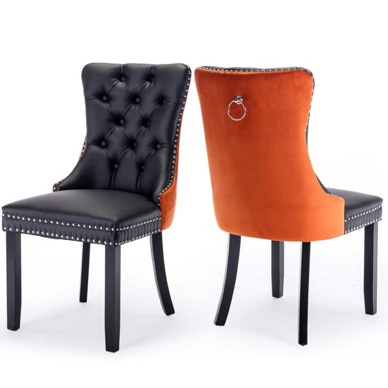 Tufted Naliheads Solid Wood Upholstered Dining Chairs (Set of 2)