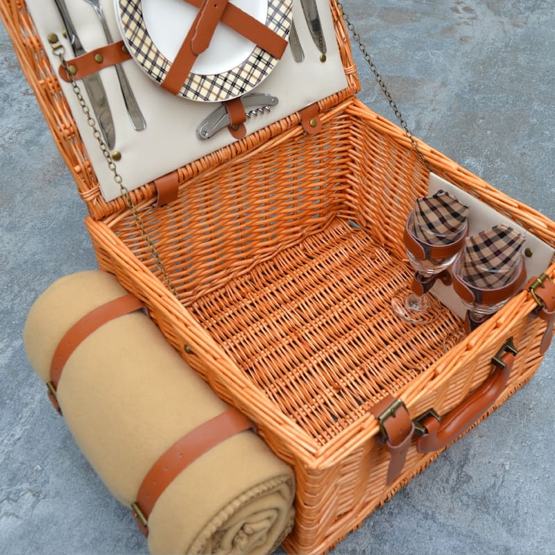 Picnic at Ascot - Willow Basket for Two with Blanket