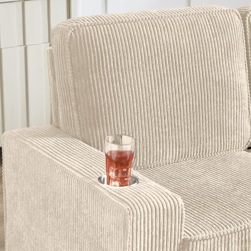 Modular Sectional Sofa, 102 Inch L Shaped Couch Set, 3-Seater Comfy Cloud Couches with Movable Ottoman, DIY Combination