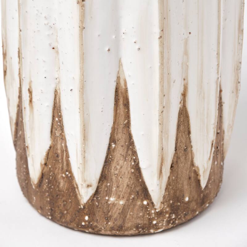 Sisko I Short Rustic Brown White Ceramic Vase