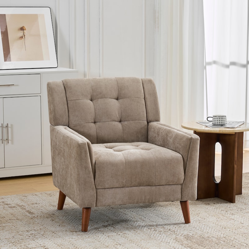 Christopher Knight Home - Candace Mid Century Modern Fabric Arm Chair - Light Brown,Walnut