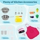 preview thumbnail 3 of 4, Wooden Kids Kitchen Set with Realistic Sounds and Storage Features - 46.5" x 11.5" x 39.5"
