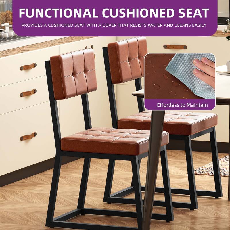 Moasis Modern PU Leather Upholstered Dining Chairs Set of 2/4