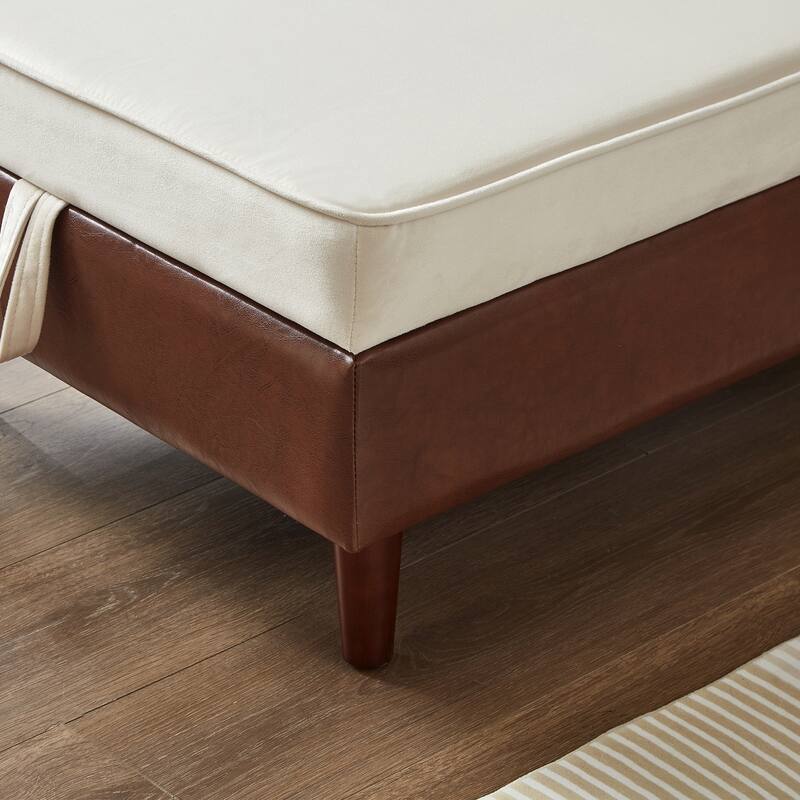Roomfitters 65" Storage Chaise Lounge Sofa, Modern Indoor Daybed with Wooden Legs for Bedroom Living Room