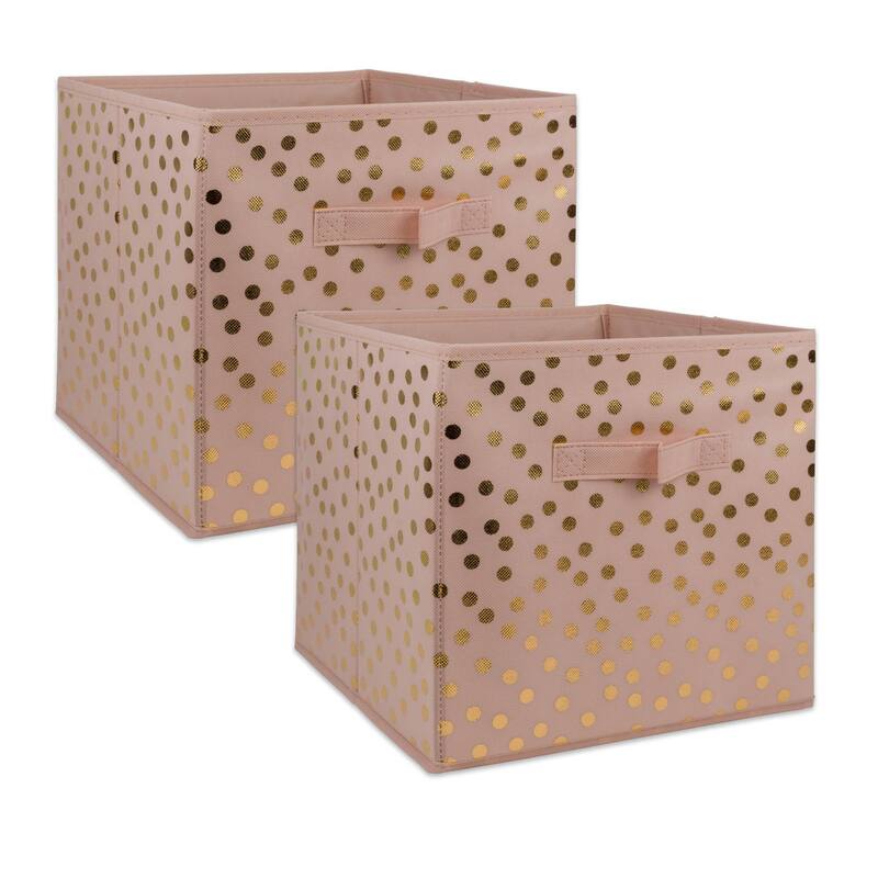 DII Nonwoven Polyester Cube Small Dots - Small - Set of 2 - Pink / Gold