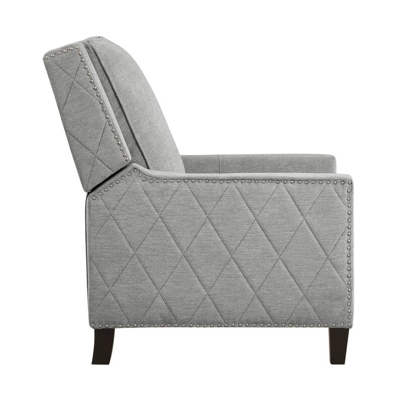 Reclining Chair 1Pc Sand-Color Textured Fabric Upholstered Nailhead Trim Wood Frame