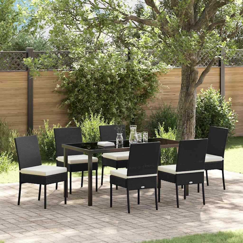 vidaXL Garden Dining Set 7 pcs Black Powder-Coated Steel - 22.44 x 17.32 x 34.65 in