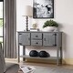 preview thumbnail 12 of 10, 48'' Solid Wood Console Table with Storage Drawers and Cabinets, Antique Grey