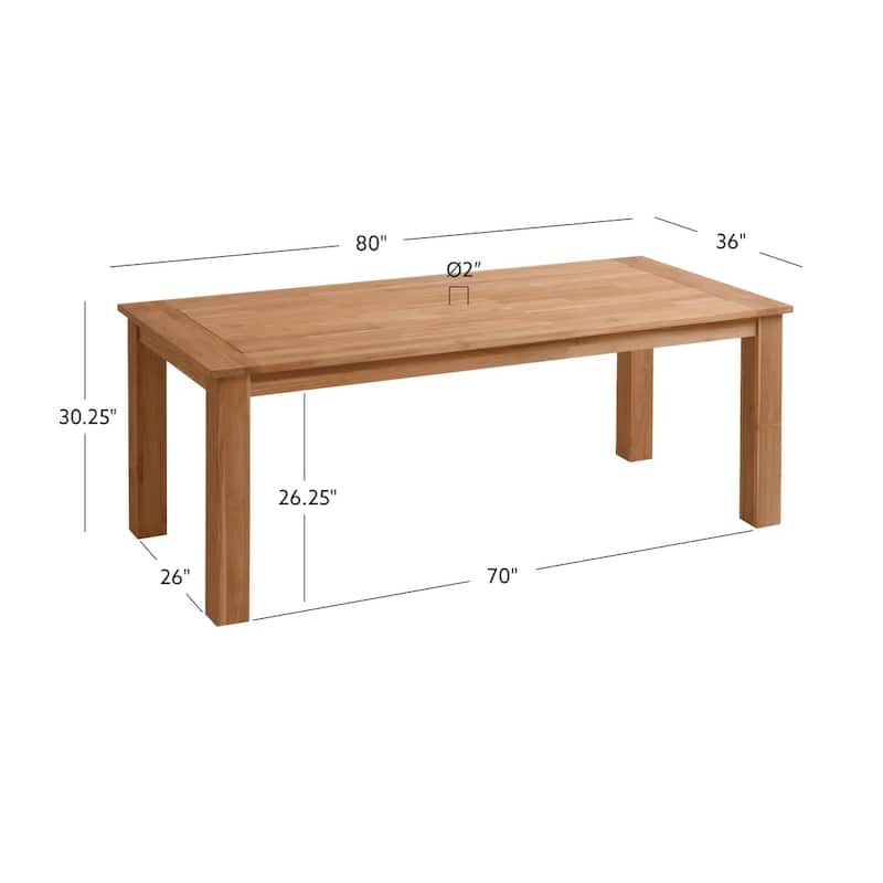 Clermont Outdoor Natural Teak Dining Table