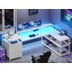 preview thumbnail 8 of 36, 67" L Gaming Shaped Desk Storage Shelves Power Outlet 2 Drawers White