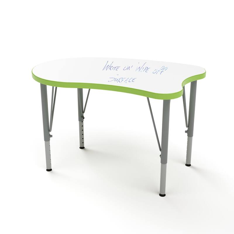 Tot Mate Versa Kids Desk Curve Shape Small Laminate Surface 31.5" x 20" Classroom Table, Write-On/Wipe-Off Dry Erase Top - Adjustable Height 14-23" - Island