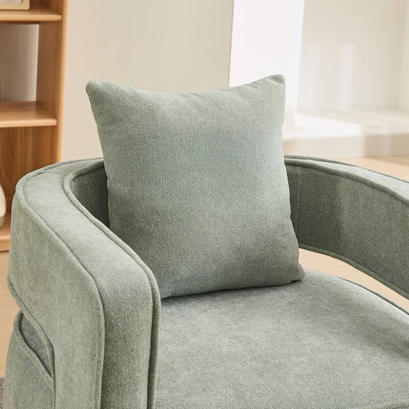 Swivel Accent Open Back Chair Modern Comfy Sofa Chair With Weathered Base For Nursery Bedroom Living Room Hotel Office