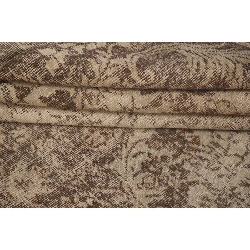 Distressed Anatolian Turkish Vintage Rug Handmade Beige Wool Carpet - 6'6" x 9'8"