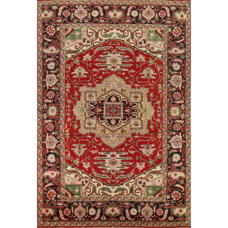 Hand Knotted Oriental 100% Wool Carpet Traditional Medallion Red Heriz (serapi) Area Rug - 12' 3'' X 8' 10''