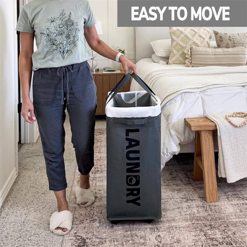 Laundry Basket with Wheels 2Pack 75L Rolling Laundry Hamper - 15.7"L x 11.8"W x 24.8"H