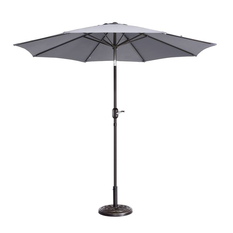 9-Foot Patio Umbrella - Easy Crank Outdoor Table Umbrella by Villacera (Gray) - Gray