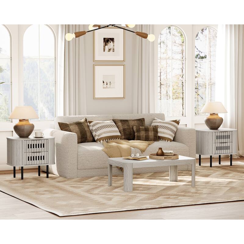 WAMPAT Fluted 2-Drawer Nightstand