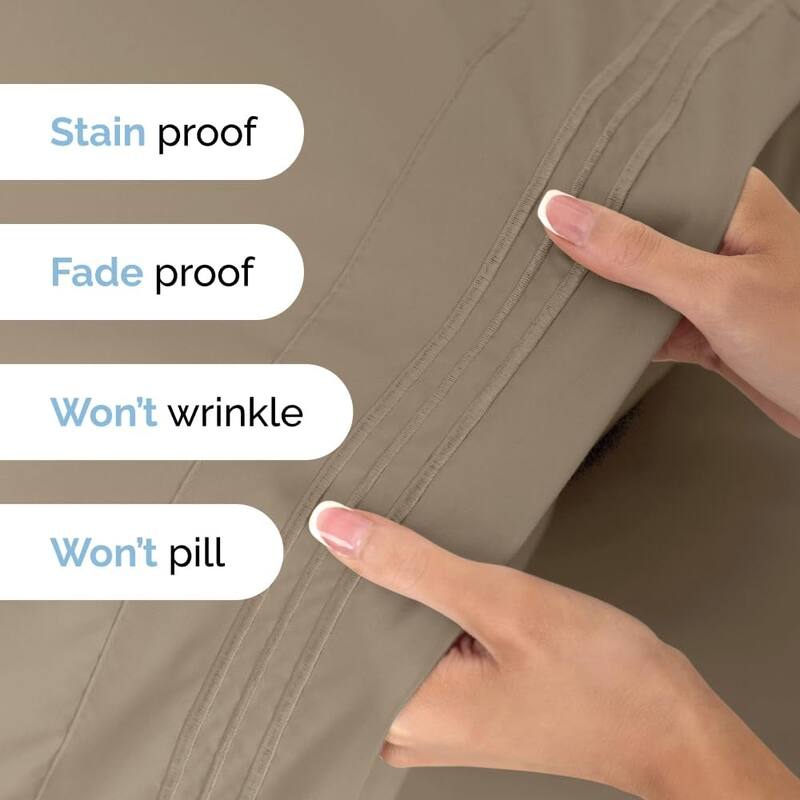 CGK Linens 4 Piece Solid Deep Pockets Microfiber, Easy-Fit Bed Sheet Set