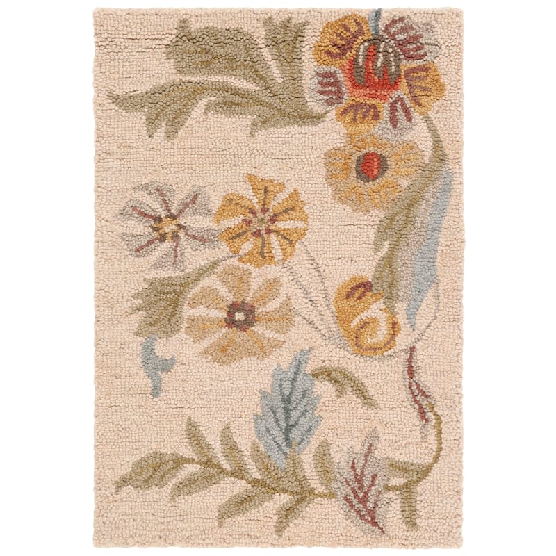SAFAVIEH Handmade Blossom Catrinel Modern Floral Wool Rug - 2' x 3' - Beige/Multi