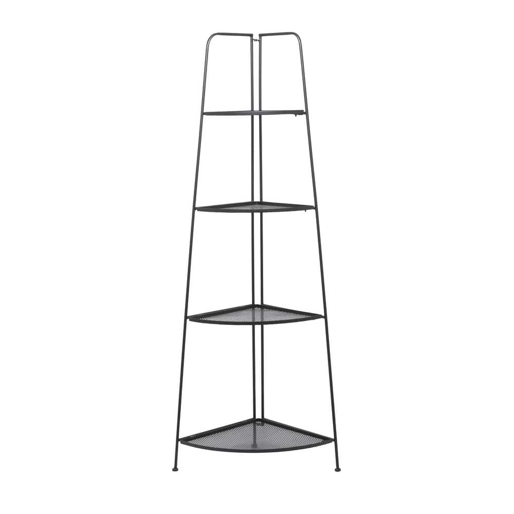 Metal Indoor Outdoor Tall Folding 4 Shelves Bakers Rack - Black - Roche River Decor