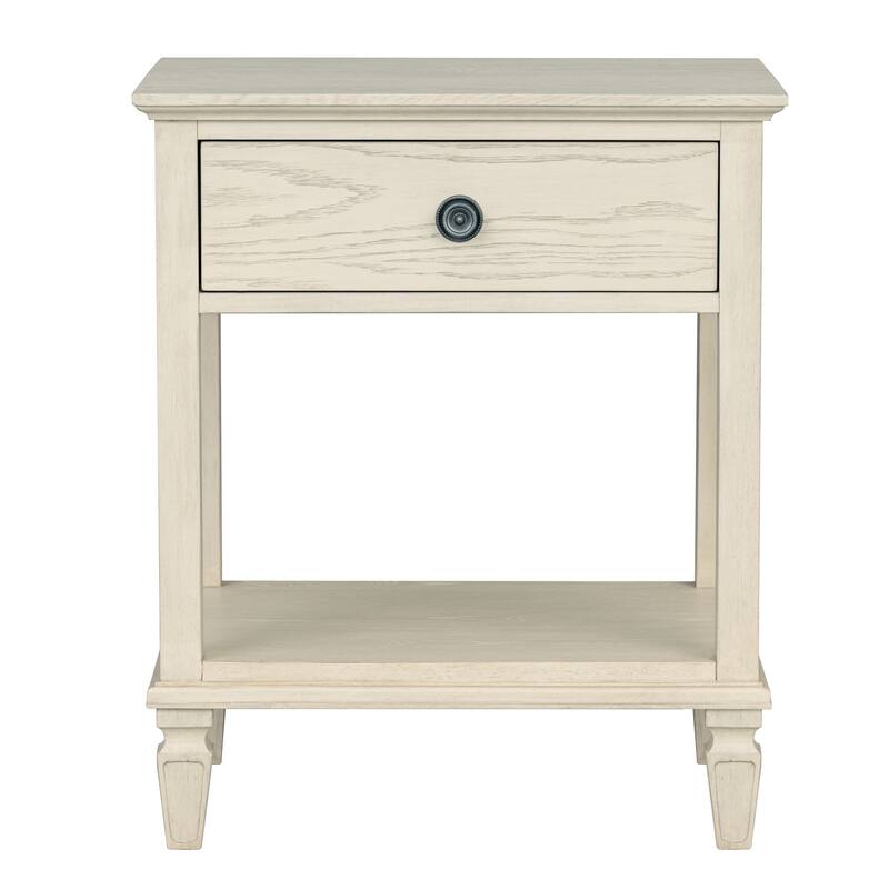 Roomfitters Victoria Nightstand, French Inspired Bedside Table with Storage Drawer and Open Shelf