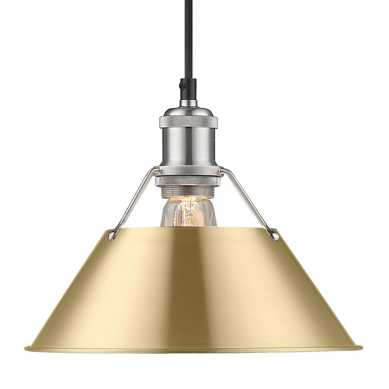 Yep by Golden Lighting Orwell 1-light 10in Pendant in Pewter and Brushed Champagne Brass shade - Silver