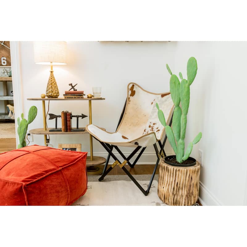 Square Cotton Velvet Pouf Seat