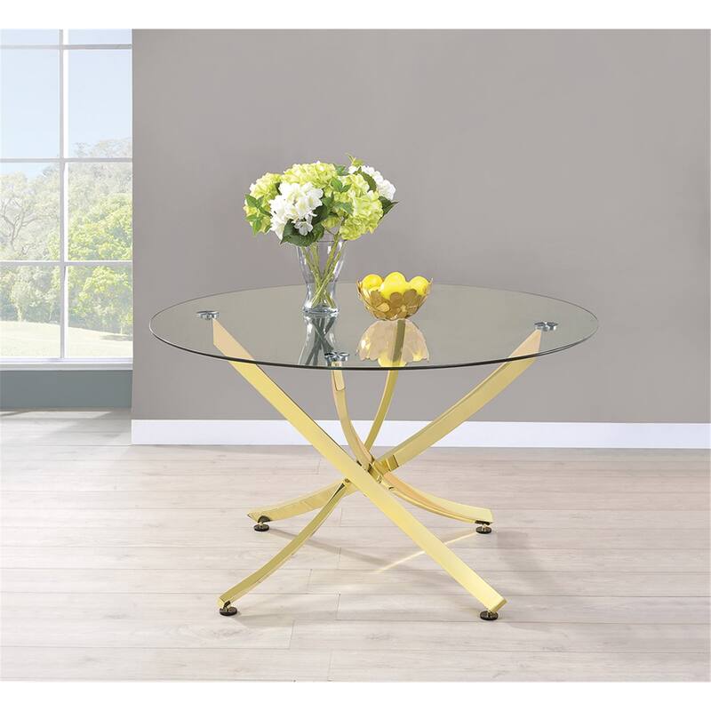 Round Dining Table - Modern Glam Design, Brass & Glass, 46" Diameter, Contemporary Table - 46