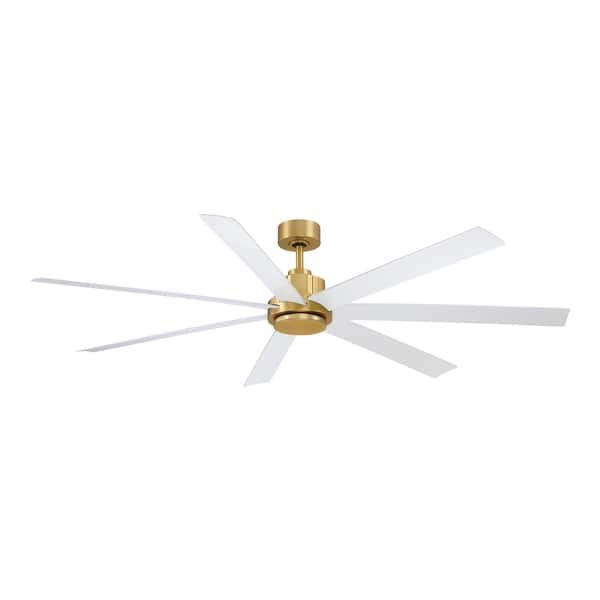 slide 2 of 10, Fanimation Pendry 72 inch Indoor/Outdoor Smart Ceiling Fan with Remote - Brushed Satin Brass & Matte White