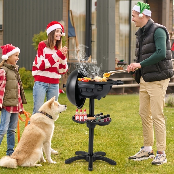 Gymax Indoor Outdoor Electric Grill w/ Non-stick Grill Plate - Bed