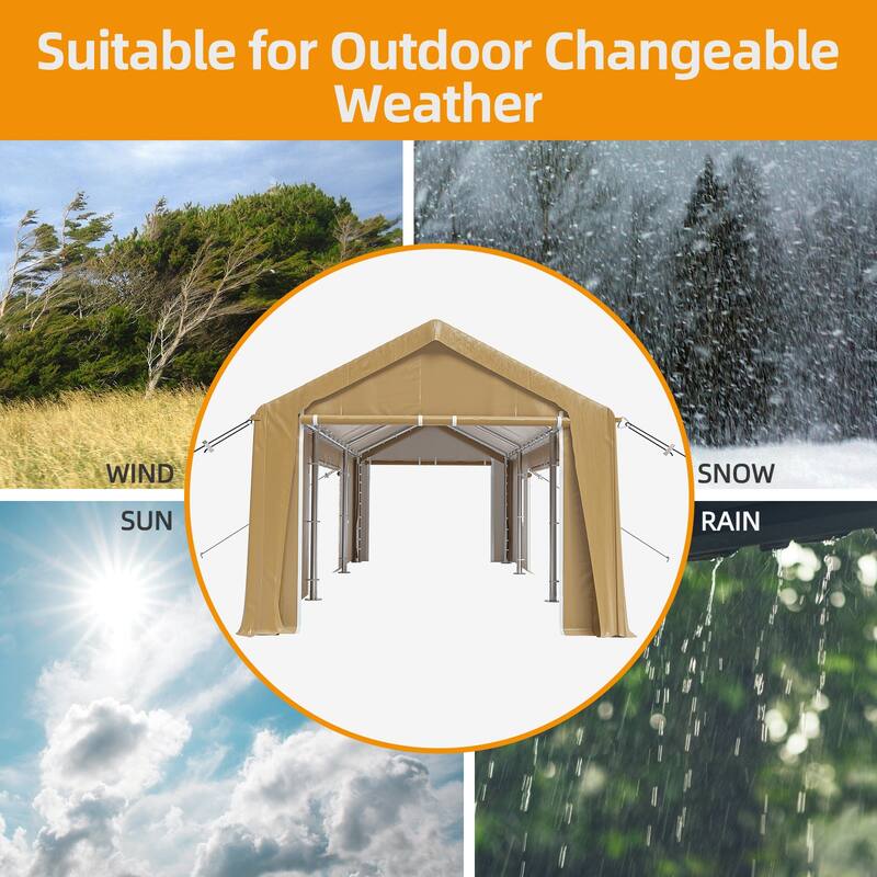 Heavy Duty Portable Carport Garage with Galvanized Frame, for Truck Boat and Equipment Storage