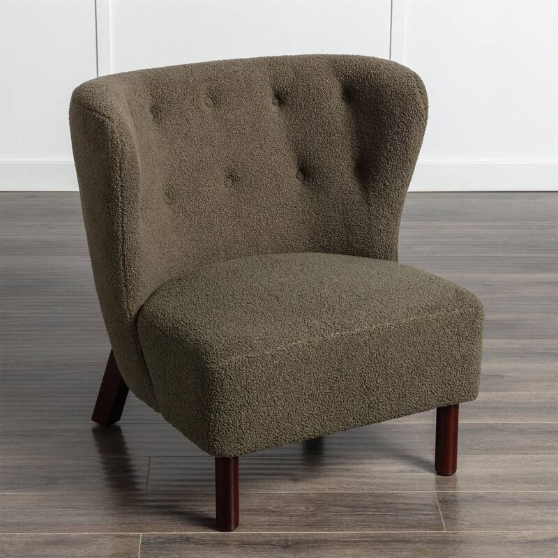 Merax Accent Chair, Upholstered Armless Chair - Green