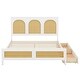 preview thumbnail 6 of 12, Queen Size Wood Storage Platform Bed with Rattan Headboard