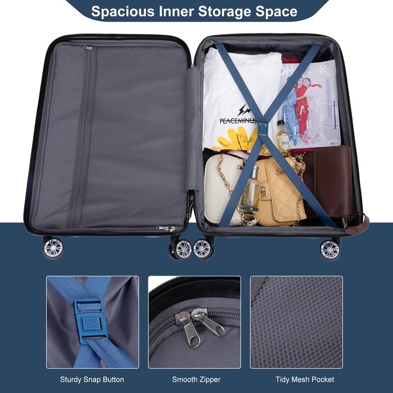 3 Piece Luggage Sets with Double Spinner Wheels and TSA Lock, Expandable Durable PC Hardside Lightweight Suitcase for Men Women