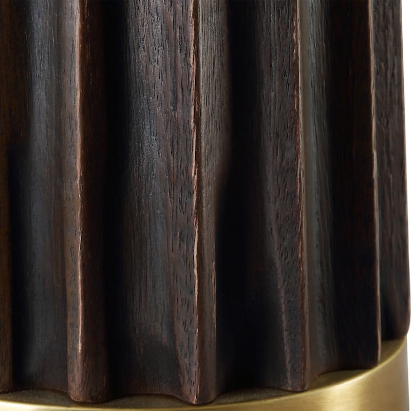 Scalloped Table Lamp with Round Shade - 31.5" - Brown and Antique Brass