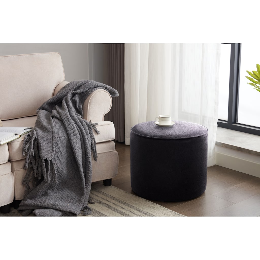 Porthos Home Belia Boucle Fabric Round Ottoman Coffee Table