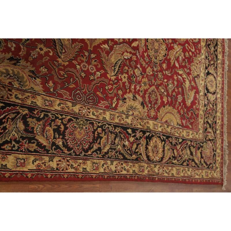 Red Floral Agra Oriental Area Rug Hand-Knotted Wool Carpet - 7'9" x 10'0"