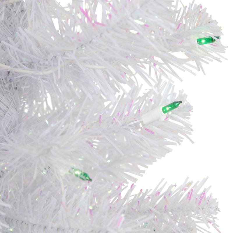 Pre-Lit Medium Rockport White Pine Artificial Christmas Tree - 4' - Green Lights - 4 Foot