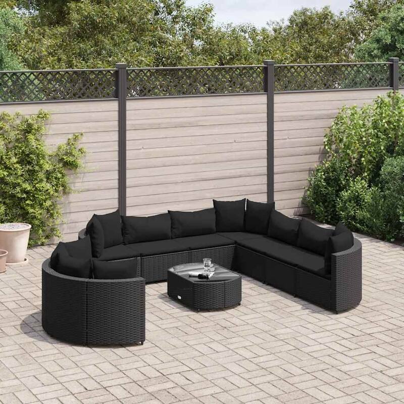 vidaXL Patio Sofa Set Set of 10 Black - 8.2 x 12.1 x 4.6