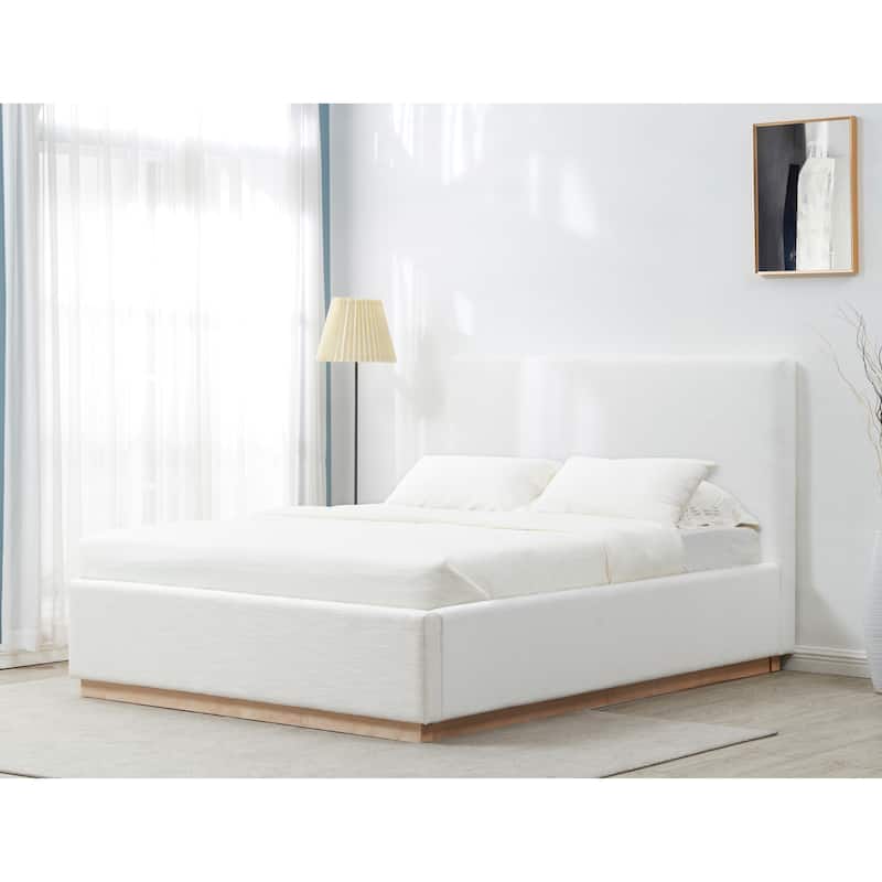 SAFAVIEH Couture Genta Linen King Bed - White/Natural - Queen