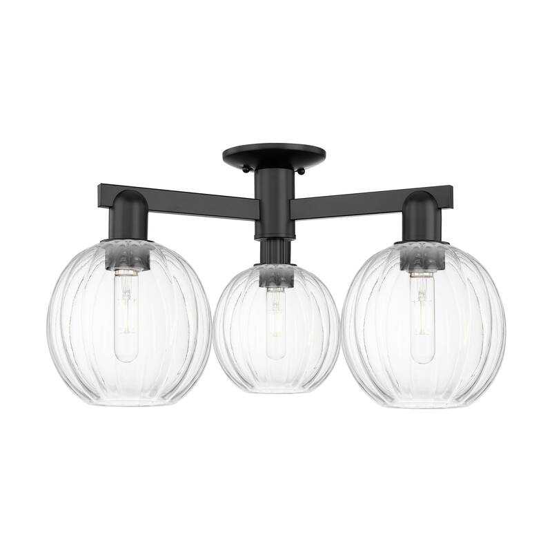 Innovations Lighting Downtown Urban - Preston - 3 Light 25" Globe Shade Semi-Flush Mount