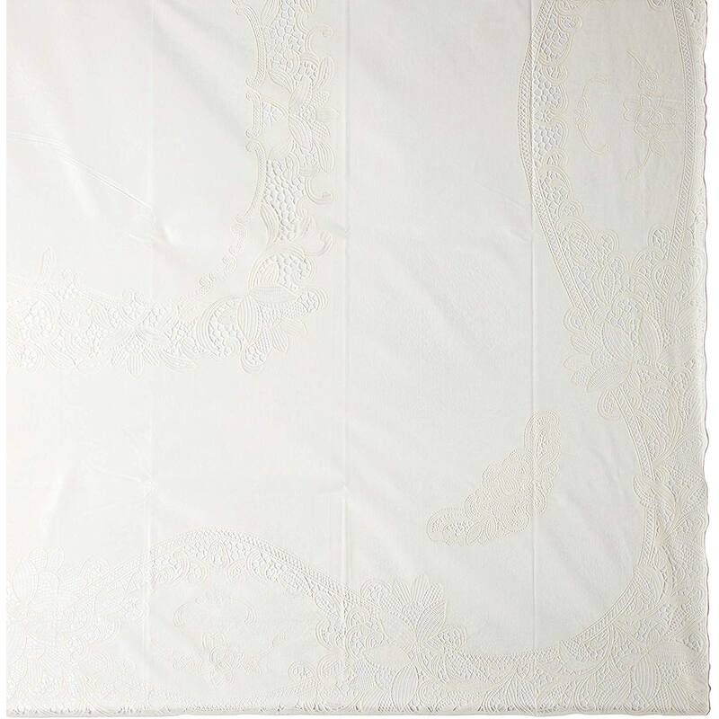 Violet Linen Vinyl Lace Battenberg embossed Floral Pattern Tablecloth