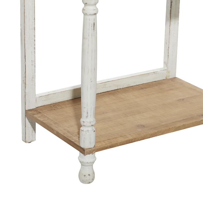 Wood Floral Intricately Carved 4 Shelves Shelving Unit - White - Roche River Decor