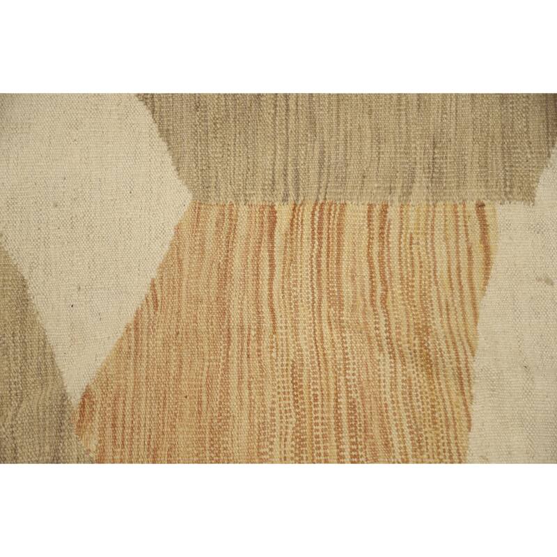 Hand Woven Oriental 100% Wool Carpet Southwestern Modern Beige & Ivories Kilim Area Rug - 5' 10'' X 3' 11''
