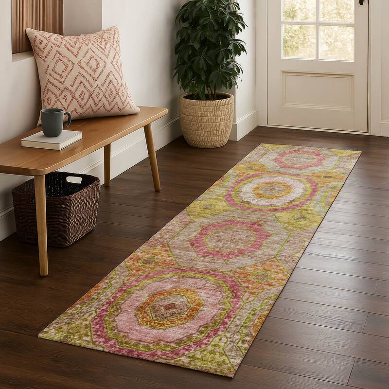 Premium Washable Super Soft Traditional Mamluk Mayfield Rug - Orange - 2'3" x 7'6"