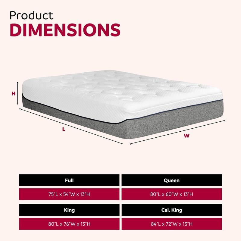 13 in. Gel Memory Foam Bed Mattress in a Box, Comfort Cool Mattress, White