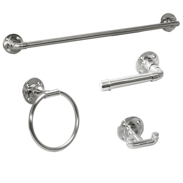 Design House 188573 Kimball Bathroom Accessory Set with 24" Center to Center Towel Bar, Towel Ring, Toilet Paper Holder, and