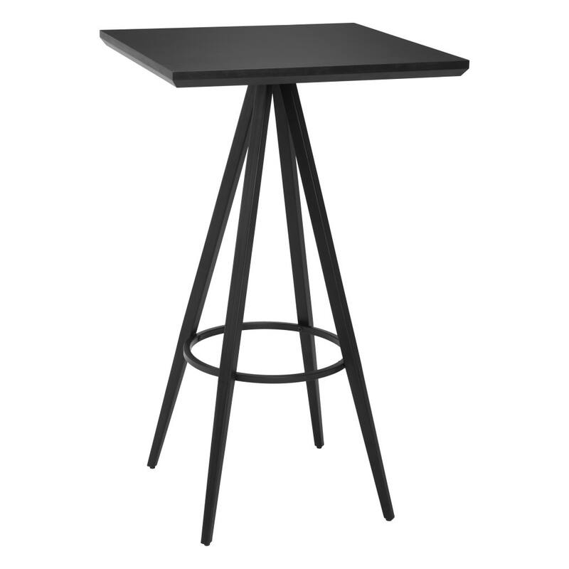 HomeRoots 26" Black Wood and Steel Square Bar Table - 26.00 in. x 43.30 in. x 26.00 in.