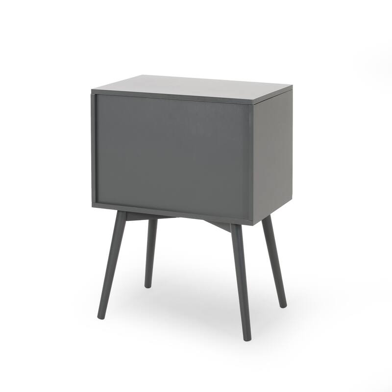 18" Mid-Century Modern Rectangular Side Table with One Spacious Drawer and Open Shelf for Living Room or Bedroom